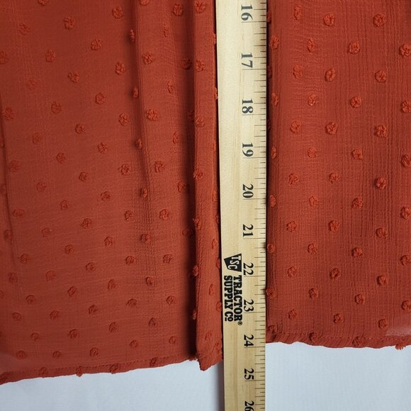 Maurices Boho Top Women's Large Burnt Orange Velvet Embroidered Balloon Sleeve - Picture 5 of 9